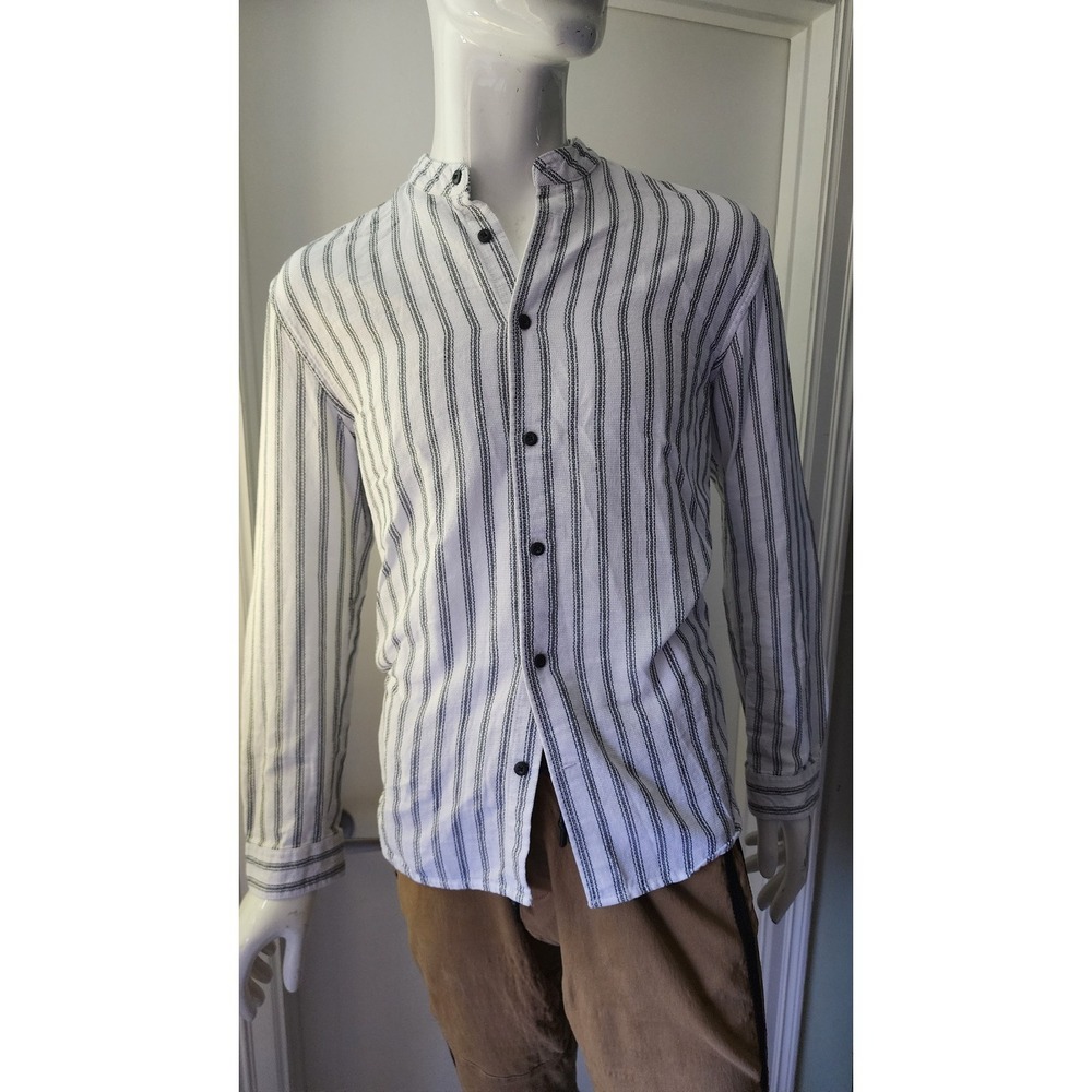 Men's Primark Striped Button Down Shirt Sz L A8